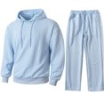 thumbnail image 4 of Mens Solid Classic Two-Piece-Sets Sweatshirt Long Sleeve Pullover Sweater Blouses Thermal Flannel Warm Tops Drawstring Elastic Waist Sweatpants Beach Travel Vacation Outfits, 4 of 6