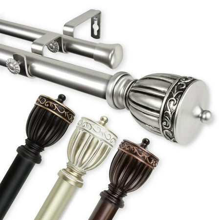 Debussy 1" dia. Curtain Rod 66-120 inch - Satin Nickel