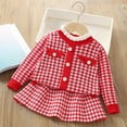 thumbnail image 2 of REDARER Toddler Girls 2PC Set: Plaid Knit Top & Skirt, Fall Casual Dressy Outfit, Kids Sets Clothes, for Size 4-5 Years, 2 of 3