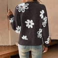 thumbnail image 5 of Trendy Sweater Cardigans Womens Long Sleeve Button Up Flowers Pattern V Neck Casual Soft Cotton Knit Blouse Tops (L, Brown), 5 of 7