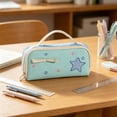 thumbnail image 6 of YIMWNYI Star Multi-Layer Pencil Case, Large Capacity Handheld Stationery Bag, Portable Pen Organizer Pouch, Sturdy Fabric Desk Storage Tote, Versatile Cosmetic Travel Kit, 6 of 8