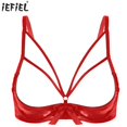 thumbnail image 2 of Lencería para mujer, sujetadores sexis con lazo y aros, sujetador Porno, Tops con tiras, copa abierta, sujetador de cuero, lencería, ropa interior, 2 of 5