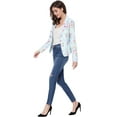 thumbnail image 4 of INSPIRE CHIC Chaqueta Tipo Blazer Informal Con Solapa De Muesca Y Manga Larga Para Mujer Azul-Floral XS, 4 of 6
