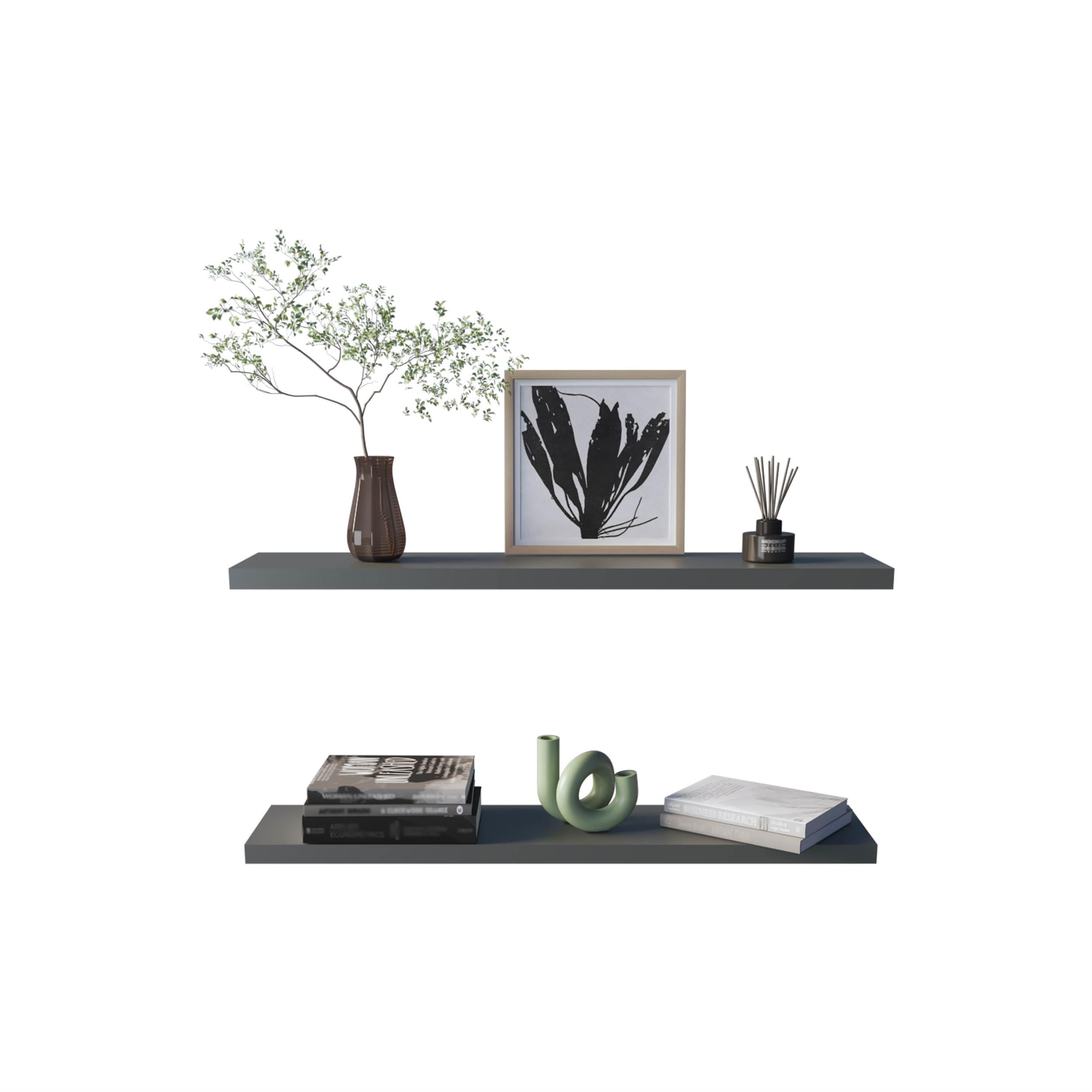 Ecco 47" Wide Floating Shelves Set of 2 Matt Gray Engineered Wood Matt Gray