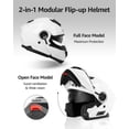thumbnail image 2 of Casco de moto YEMA YM-926 modular integral DOT blanco, 2 of 8