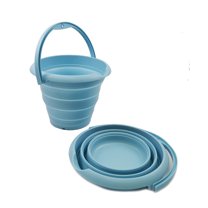 SAMMART 5L (1.32Gallon) Set of 2 Collapsible Fishing Bucke - Foldable Round Tub - Portable Plastic Water Pail - Space Saving Outdoor Waterpot - Trunk Organizer for All Types of Vehicles