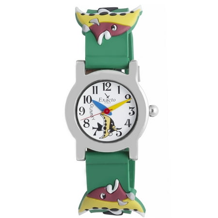 - Kid's BA208DV1 Exacto White Dial Green Rubber Fish Designed Wristwatch