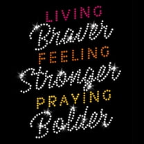 Living Braver Iron-on Clear Rhinestone and Rhinestud Transfer by JCS Rhinestones
