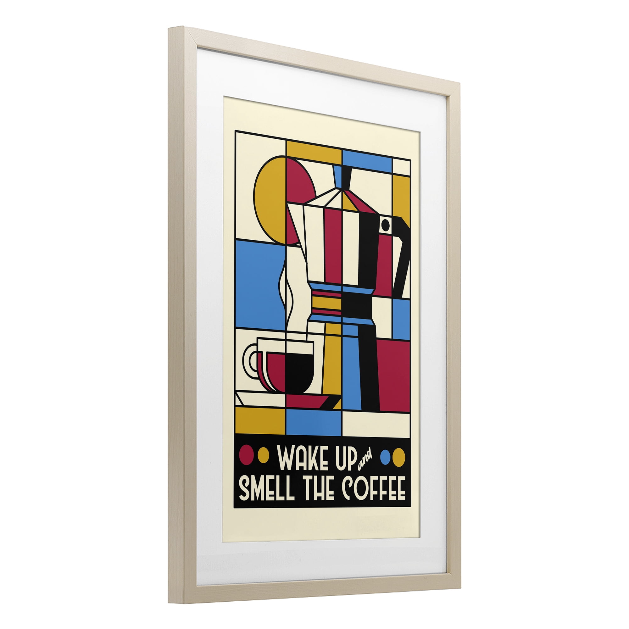 Stupell Industries Retro Wake Up & Smell Coffee Birch Framed Print Under Glass, design by Tobe Fonseca