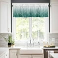 thumbnail image 3 of Turquoise White Ombre Kitchen Curtains and Valances Set, Rod Pocket Curtains Tier Farmhouse Window Curtains 24 Inch Length, Contemporary Aesthetics Abstract Gradient 3 Piece Kitchen Curtains Set, 3 of 6