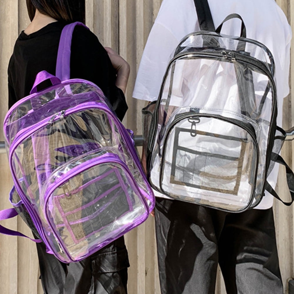 Heavy Duty Transparent Clear Backpack PVC Transparent Backpack Heavy Duty Casual Student Book Bag For School Travel Work 14.2 Inch Walmart