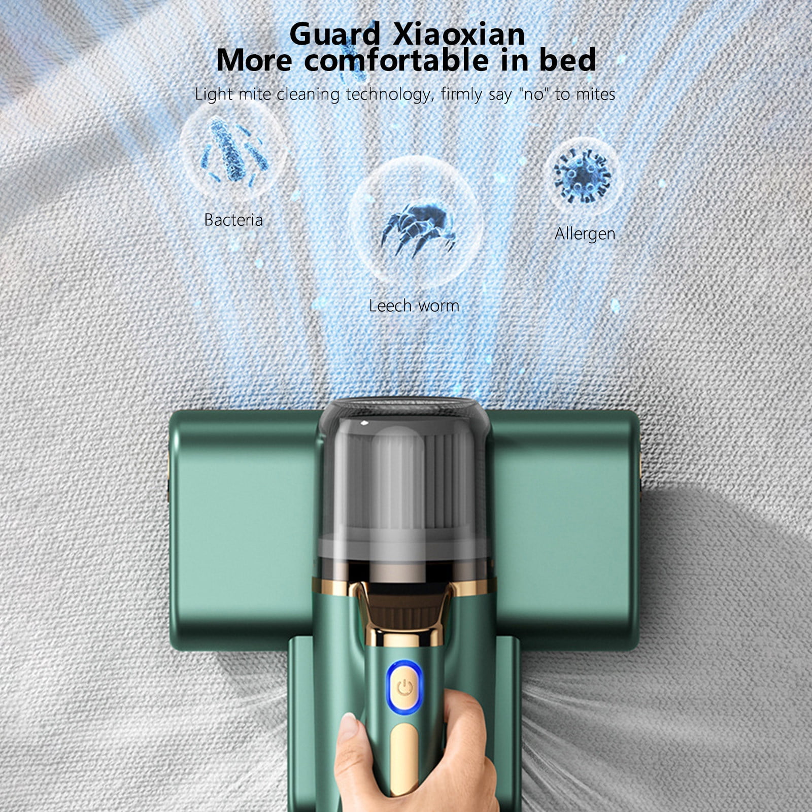 HBYJLZYG Vacuum Cleaner Bed Vacuum Cleaner, Mattress Vacuum Cleaner 8KPa Handheld Deep Mattress Cleaner High-Frequency Double Beat, Suitable For Bedding, Sofa, Other Fabric Surfaces