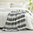 thumbnail image 5 of Queen Size Bed Blanket Stripe Black, Super Soft Warm Bedding Blankets Cozy Knit Fuzzy Plush Blankets for Bed, Living Room, Stripe Black, Queen 90"x90", 5 of 14