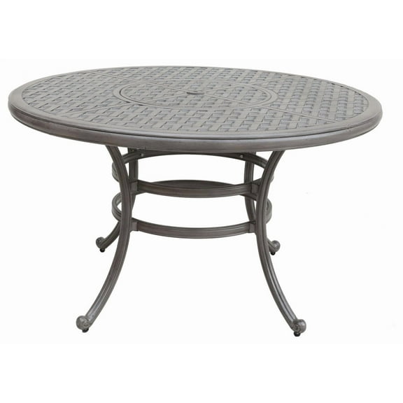 All-Weather and Durable 52" Round Cast Aluminum Round Dining Table with Umbrella Hole