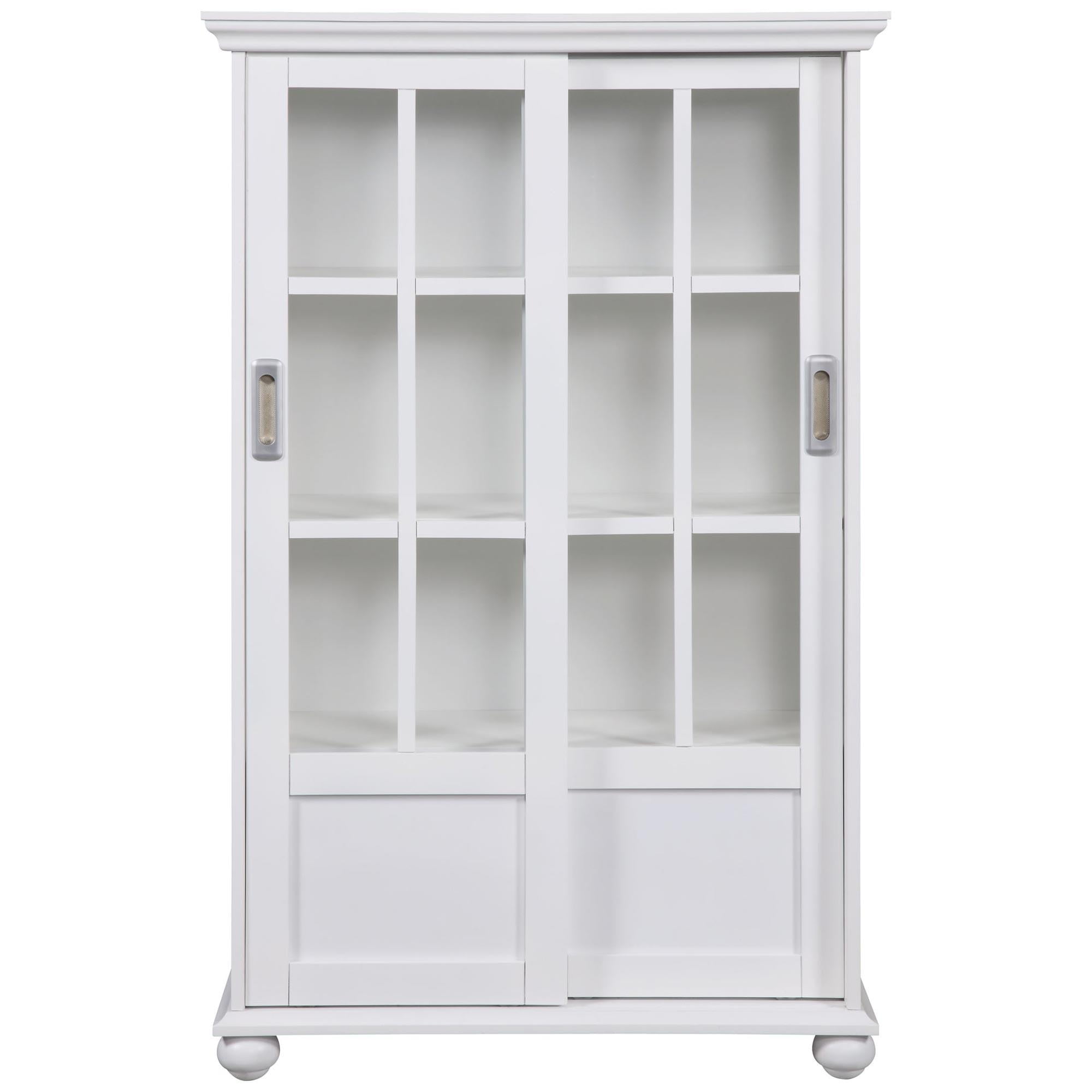Aaron Lane Bookcase with Sliding Glass Doors, White