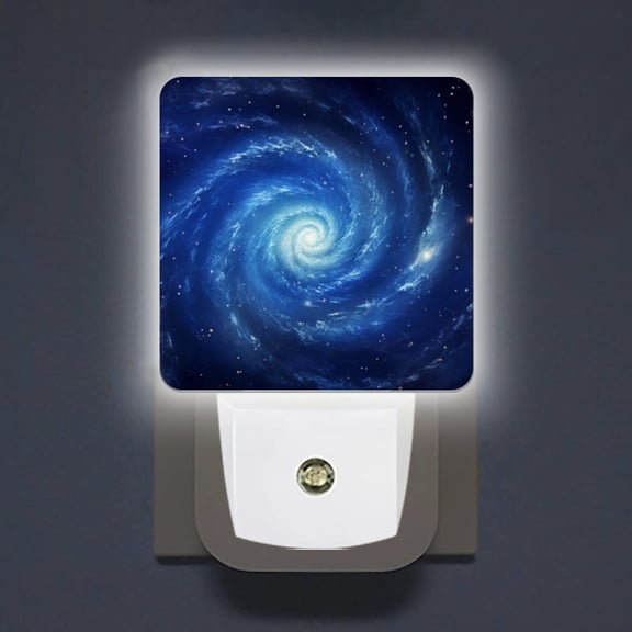 LED Night Lights Lamp with Dusk to Dawn Sensor, Spiral Galaxy In Deep Blue Night Light Plug Into Wall for Kids Room, Bedroom, Bathroom, Kitchen, Hallway