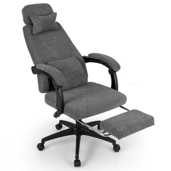Resenkos Reclining Office Chair - Chenille Fabric Upholstered, Computer Desk Chair, Gray