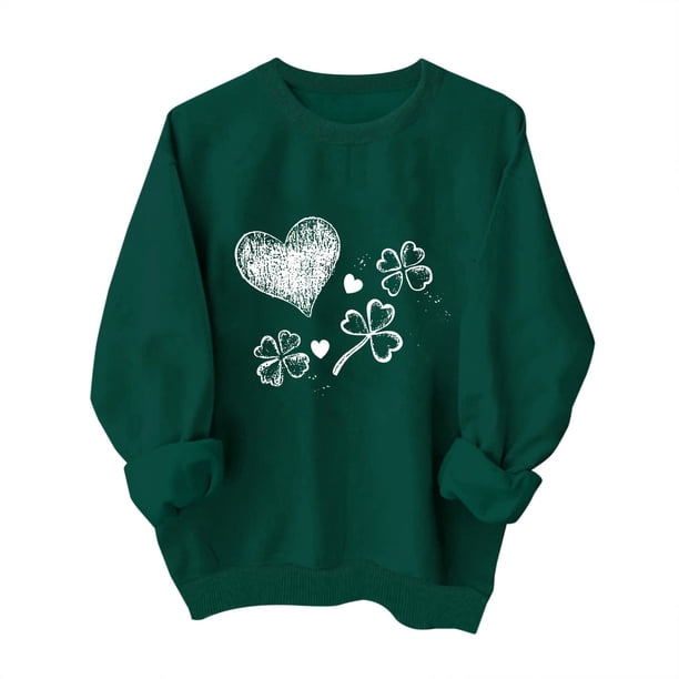 Camiseta con Capucha de Cuello Redondo de Moda de Manga Larga Linda para Niños Y Niñas, Vestir Casual de Ajuste Suelto Impreso Del Día de San Patricio