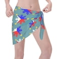 thumbnail image 7 of Women Filipino Flag Stars Sun Pattern Sarong Coverups Chiffon Short Swimsuit Wrap Skirt Beach Bikini Tie Cover Up Wraps, 7 of 7