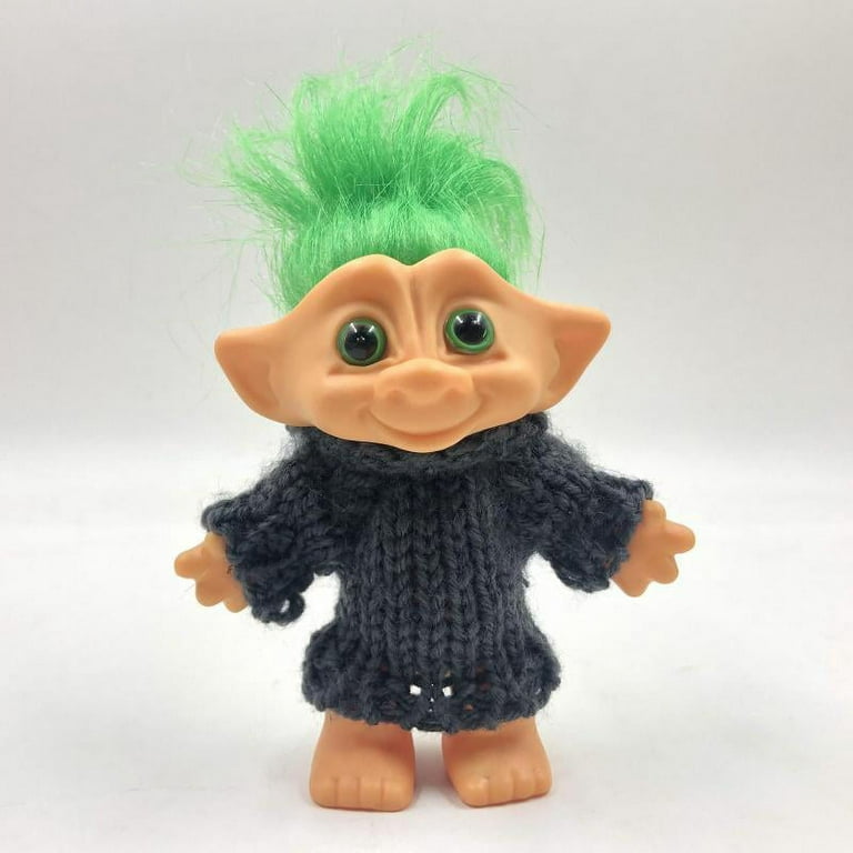 2PCS Cute Vintage Good Luck Troll Dolls Multicolored Hair with Clothes  Action Figures Kids Collectible Toys Gift