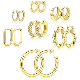 Adoyi Gold Hoop Earrings Set for Women, Chunky Gold Hoops Twisted ...