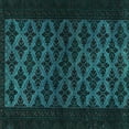 thumbnail image 1 of Ahgly Company Machine Washable Indoor Square Abstract Turquoise Blue Modern Area Rugs, 4' Square, 1 of 4