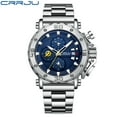 thumbnail image 2 of Crrju Men Watch Top Brand Luxury Big Dial Stainless Steel Waterproof Chronograph Wristwatches With Date Relogio Masculino - Quartz Wristwatches, 2 of 6