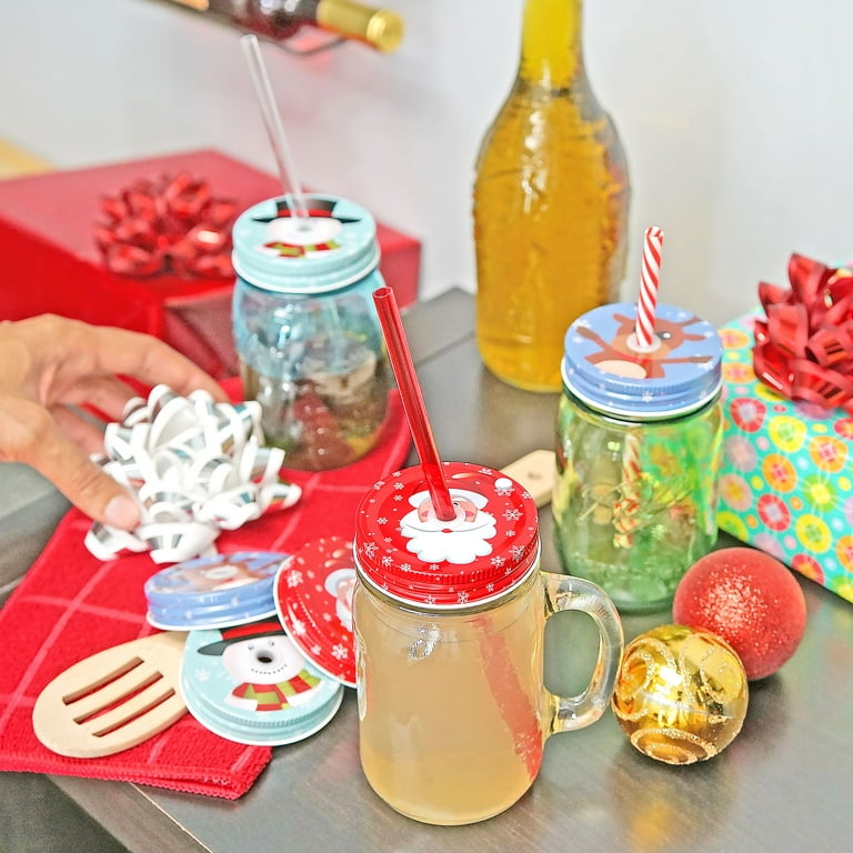 Layhit 6 Pcs Christmas Mason Jar with Lid and Straw 16 oz Christmas Glass  Cups Christmas Glass Tumbl…See more Layhit 6 Pcs Christmas Mason Jar with