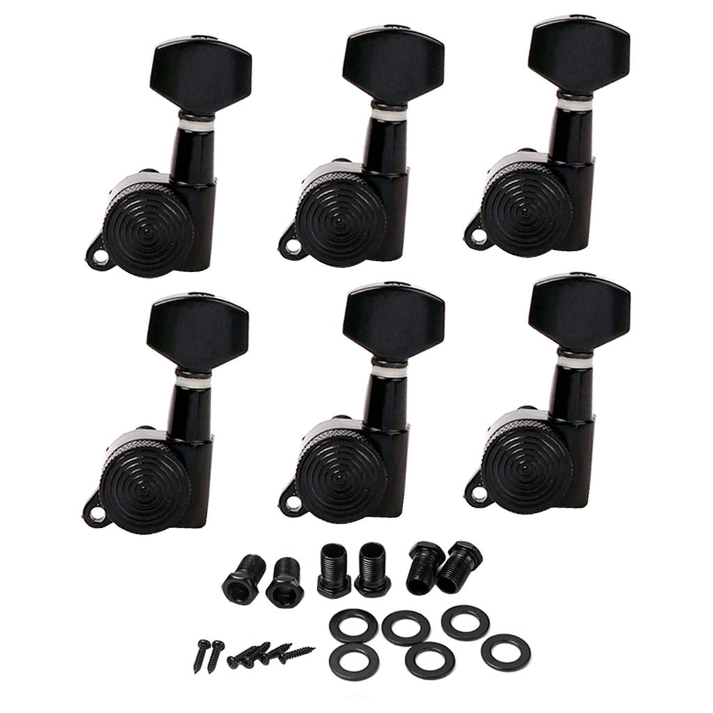 LeeQinersw 1 Set 6L Closed Electric Guitars Tuning Pegs Tuners Left Black Luthier Supply