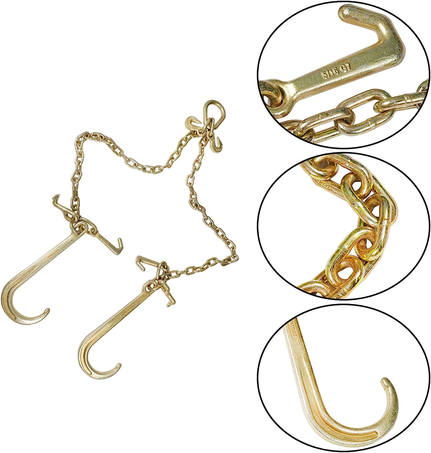 PET-U High Quality G70 5/16 "X3 ft long + 15" medium J-hook tow chain 1PC