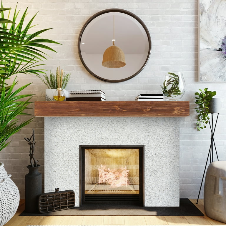 48 Fireplace Mantel Shelf, Solid Cedar Wood Wall Mounted Mantel Shelf,  Brown