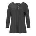 thumbnail image 4 of Besolor Women's Tunic Tops Trendy Pleated Button Crew Neck Long Sleeve Shirts Casual Solid Color Blouse Tees, 4 of 4
