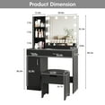 thumbnail image 3 of VEANERWOOD Vanity Desk Set with 3 Color Lighted Mirror, Makeup Table with Comfortable Cushioned Stool, Dressing Table Set with 3 Storage Compartments & Large Drawers, Black, 3 of 11