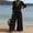 Black, variant on Wide Leg Pants Women's Fashion Solid V-Neck Short Sleeve Beach Vacation Pockets Button Long Jumpsuit Pink S