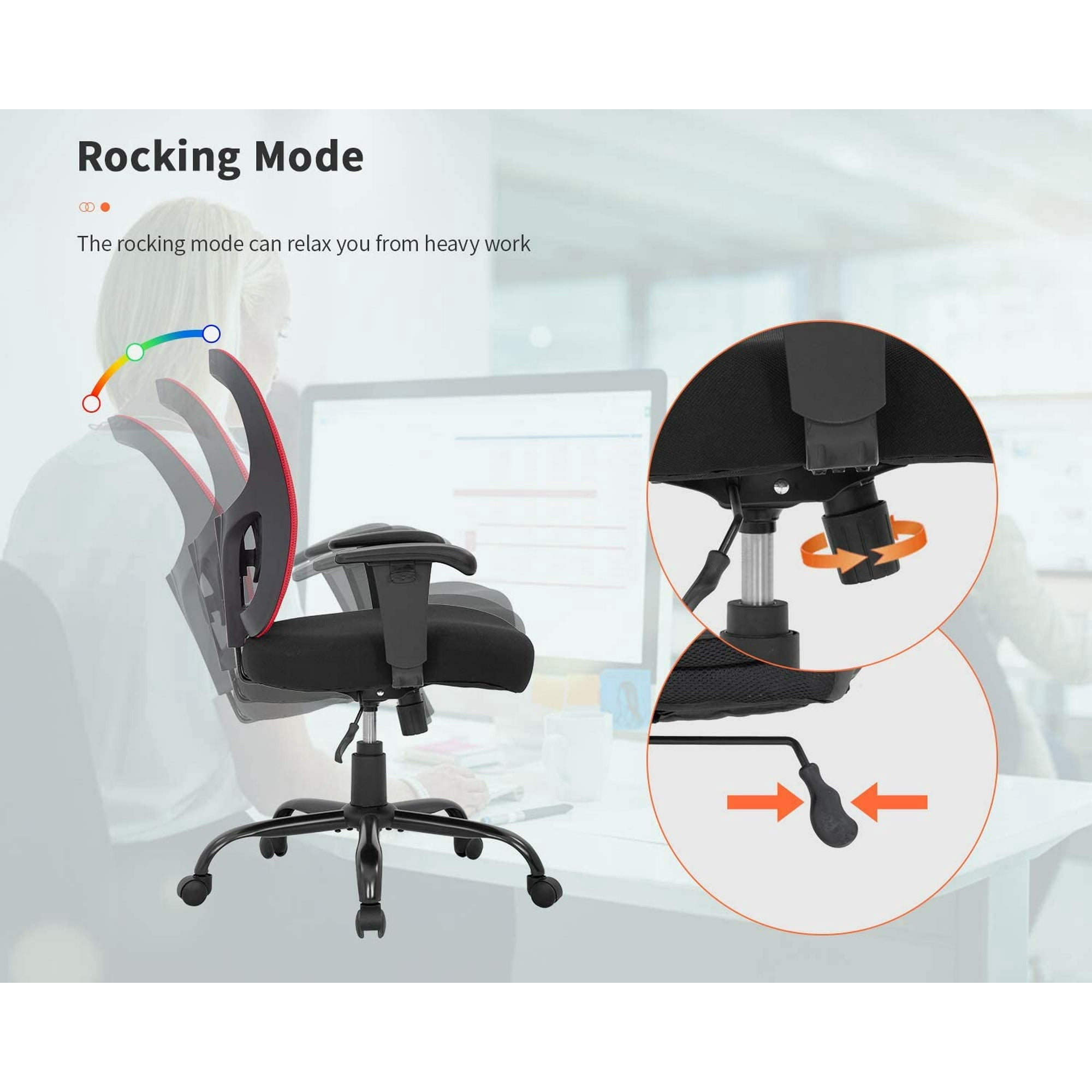 BestOffice Mesh Swivel Office Desk Chair, Red