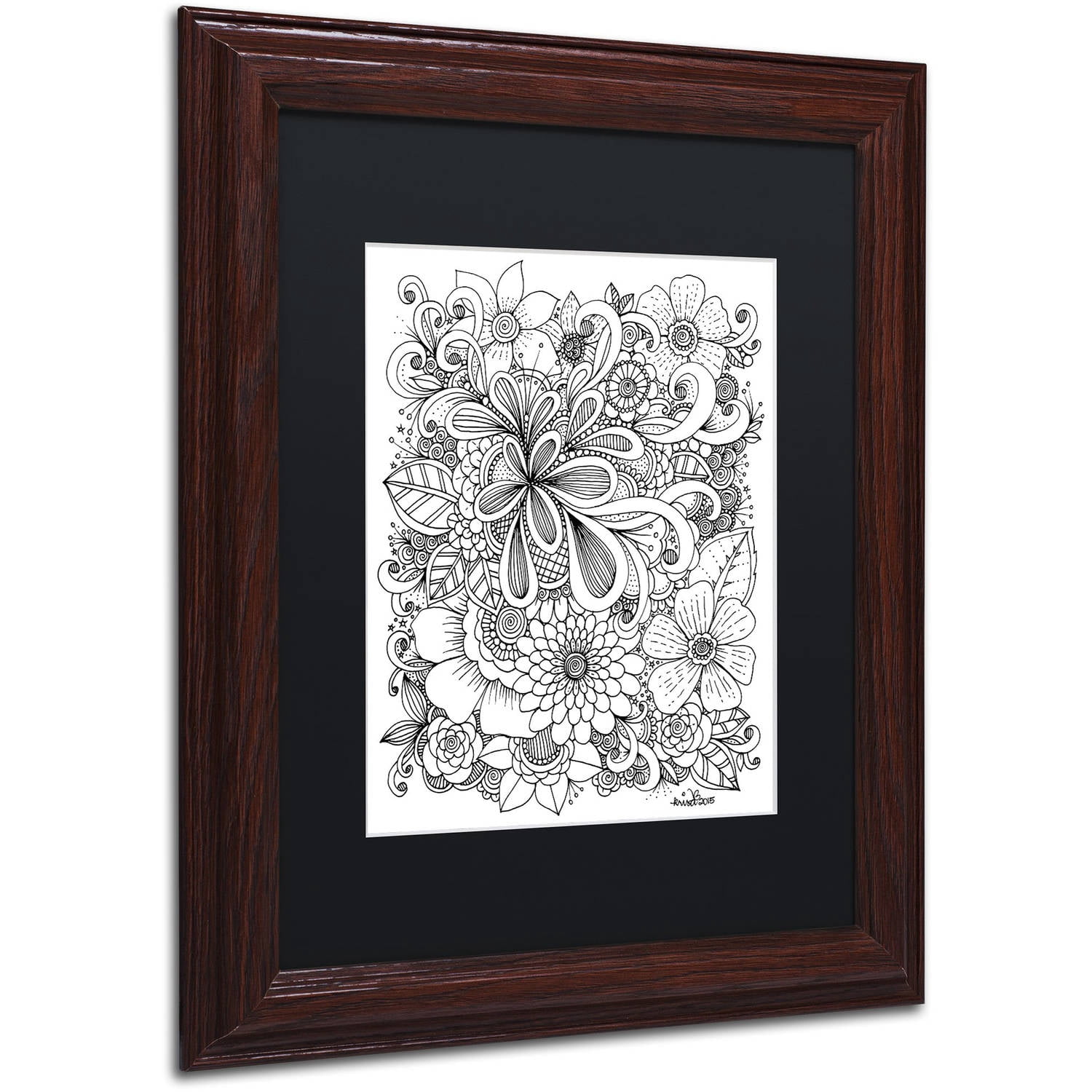 Trademark Fine Art "Zendoodle 5" Canvas Art by KCDoodleArt Black Matte, Wood Frame
