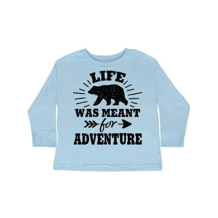 

Inktastic Bear Silhouette Life Was Meant for Adventure with Arrow Gift Toddler Boy or Toddler Girl Long Sleeve T-Shirt
