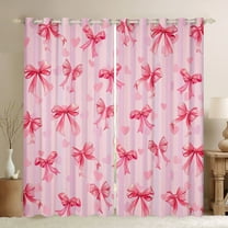 Feelyou Fashion Pink Bowknot Black Out Curtains, Love Heart Flower Curtains Pack of 2 (42x63 Each), Teens Kids Girls Women Bedroom Curtains, Curtains and Drapes Home Decor
