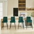 thumbnail image 4 of Set of 2 Simple Velvet Green Bar Stools - Adjustable Iron Feet, Contemporary Design, Comfortable Sponge Seat, 20"W x 18"D x 40"H, Perfect for Bar Counter, Kitchen, Dining Room, 4 of 9