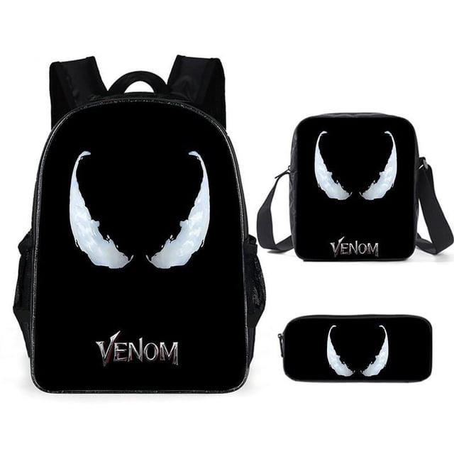 3 Piece Venom Fashion Backpack Suit, Boy Backpack With Lunch Box, Pencil Case, School Bag, Backpack, Travel-HAPDEN