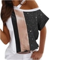 thumbnail image 1 of CEHVOM T-shirt Décontracté Imprimé pour Femmes Épaules Dénudées Col Halter Manches Courtes, 1 of 4