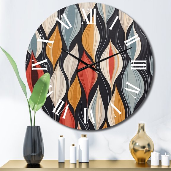 Designart "Retro Foliage Dream II" Modern Geometric Oversized Wall Clock