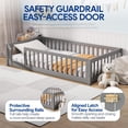 thumbnail image 4 of PAPROOS Twin Montessor Floor Bed, Solid Wood Toddler Bed with Safety Guardrail and Door, Easy Assembly, Low-to-Floor Bed Frame with Slats for Kids, Gray, 4 of 8