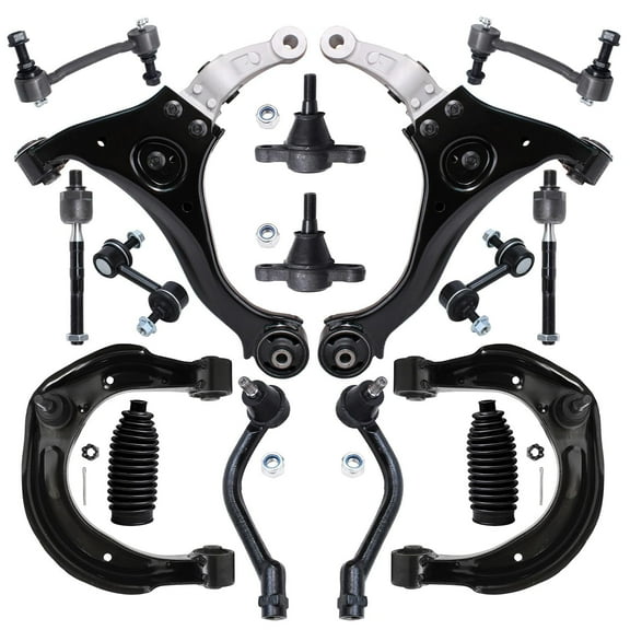 Detroit Axle - Front 16pc Suspension Kit for 06-08 Hyundai Sonata, 4 Control Arms 4 Tie Rods 2 Ball Joints 4 Front and Rear Sway Bars 2 Boots 2006 2007 2008 Replacement