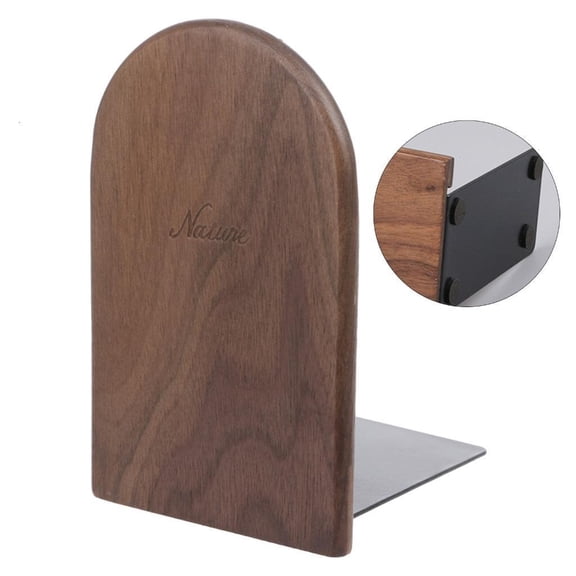 Yammee Walnut Wood Desktop Organizer Desktop Office Home Bookends Book Ends Stand Holde