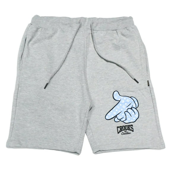 Crooks & Castles Men's Monogram Airgun Sweat Shorts (Small, Heather Grey)