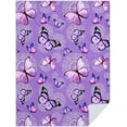 thumbnail image 3 of Butterfly Blanket Purple Butterflies Throw Blanket Ultra Soft Flannel Beautiful Butterfly Blanket Gifts for Adults Kids 50"x40", 3 of 6
