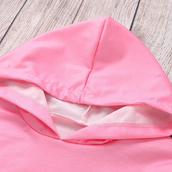 Vedolay Girls Plus Size Tops Girl's Fall Letter Print Hooded Neck Sweatshirt Long Sleeve Pullover Top,Pink 10-11 Years