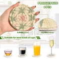 thumbnail image 2 of Yayeee 6 PCS Drink Coasters with Holder Set Woven Absorbent Round Tabletop Hot Pad, Pink and Green Geometric, 2 of 7