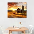 thumbnail image 2 of JRXY Farmhouse Canvas Wall Art Picture: Framed Large Farm Artwork Barn View Field Scenes Sunset Landscape Village Painting Prints for Living Room Dining Room Wall Decoration 20x16 Inch 20x16in, 2 of 4